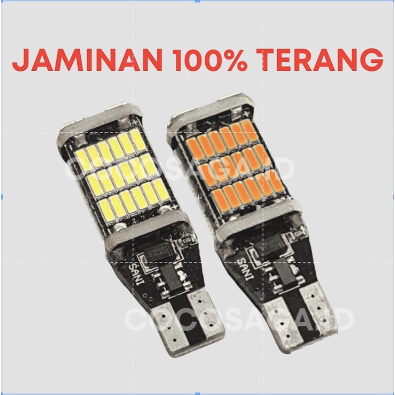 LAMPU LED SEIN MOTOR SUPER BRIGHT - T10 T15 W16W 45 TITIK CANBUS (SENJA, SEIN, MUNDUR) - Lampu led sein sen riting motor