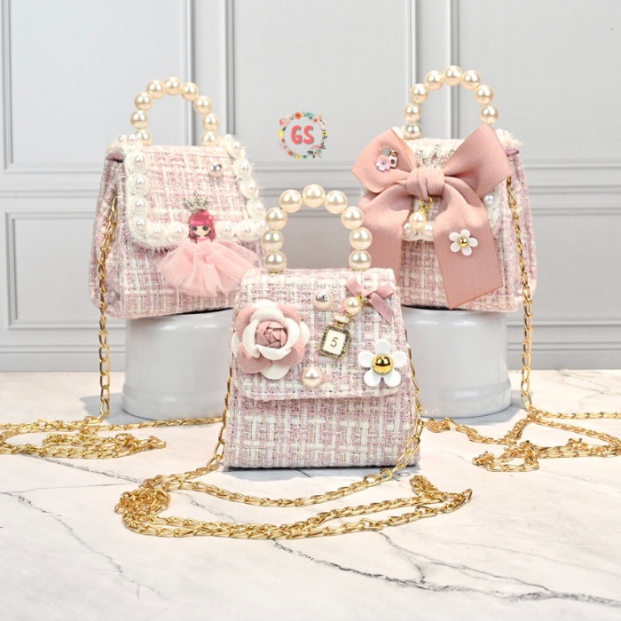 TAS ANAK PEREMPUAN TAS SELEMPANG ANAK SLINGBAG TAS PESTA HANDBAG -PINK