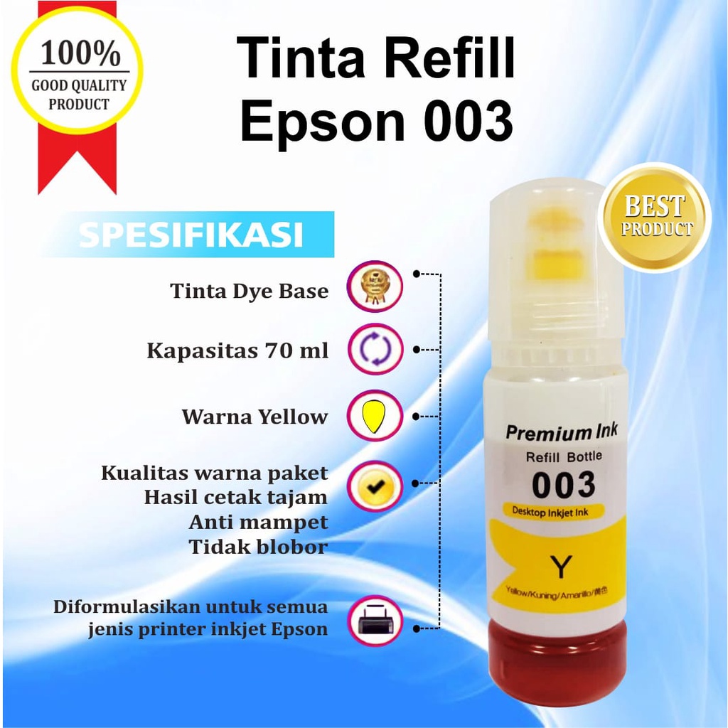 Tinta Epson 003 1Set Premium Untuk Printer L1110 L3210 L3100 L3101