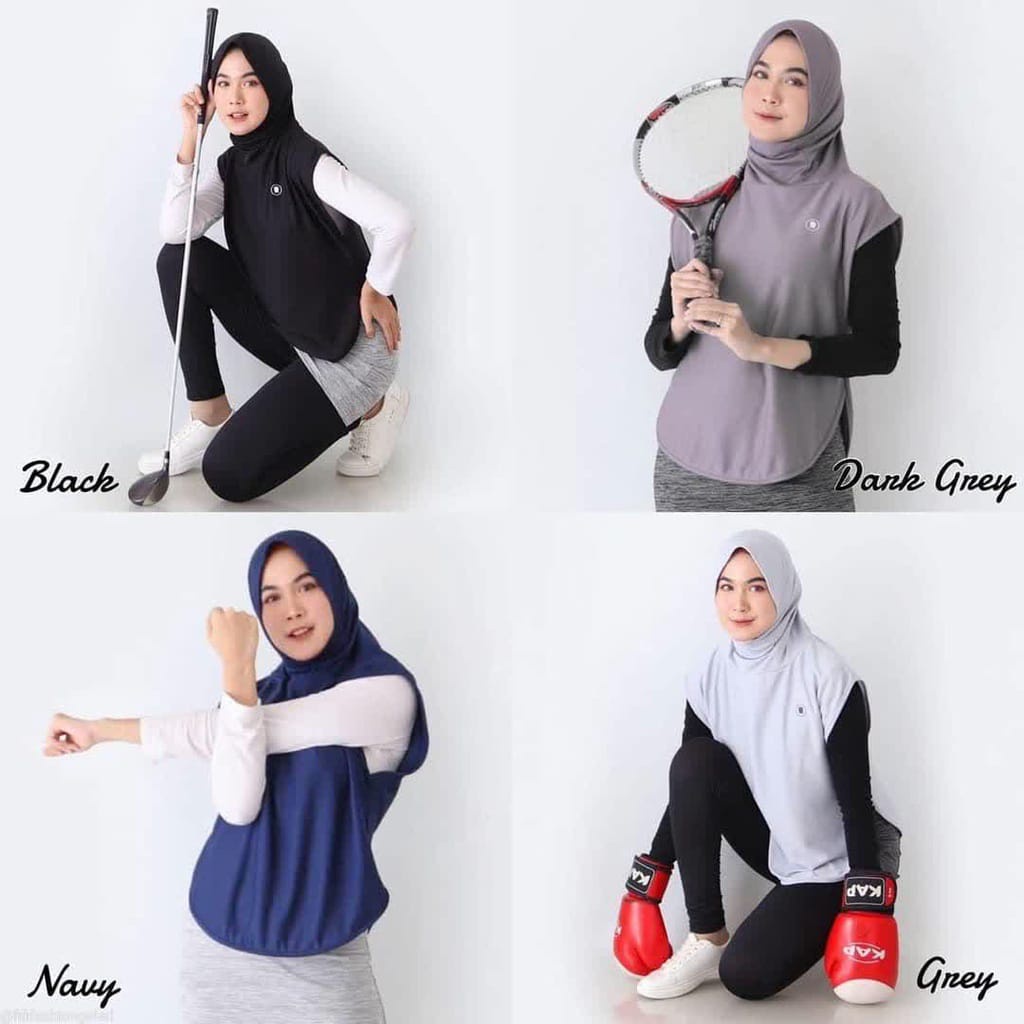 Hijab Rompi Instan Sporty Panjang Jumbo Jersey Premium Kerudung instant Syari Olahraga Jogging Murah