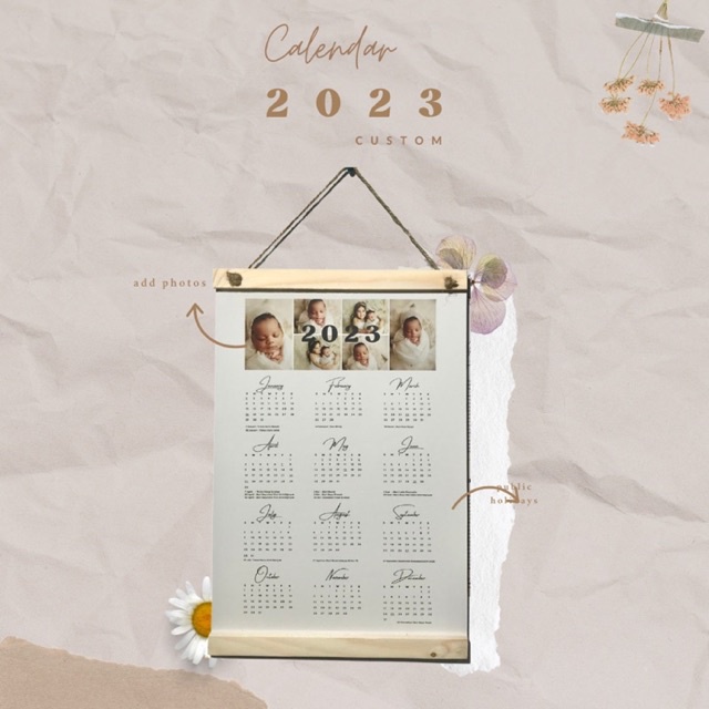 Kalender 2023 Custom Kayu bisa kasih foto