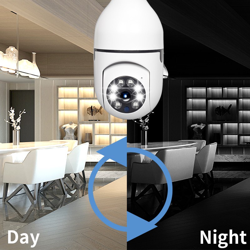 【COD】E27 Surveillance Kamera CCTV Bulb Lampu Socket IP Kamera WiFi Security Protection HD 1080P Spotlight Automatic Human Tracking