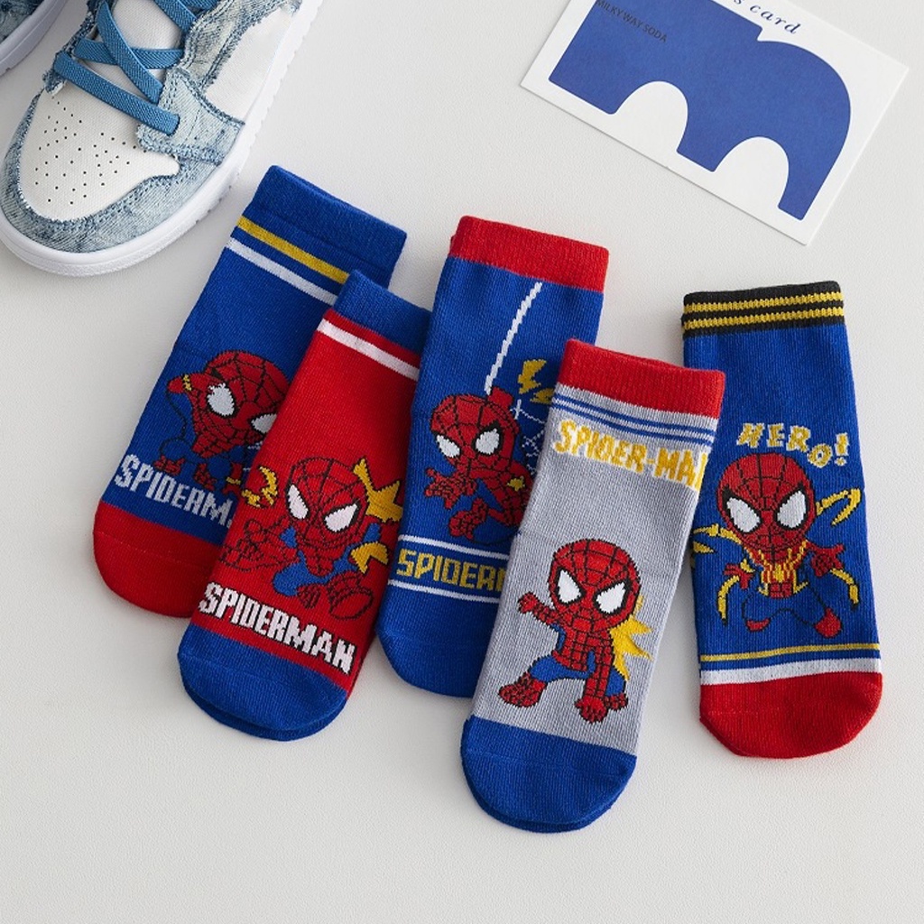 BRGUNIK Kaos Kaki Anak Motif Spiderman Kaus Kaki Bayi Lucu KK062