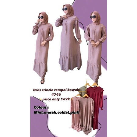 Dress Crinkle Rempel Bawah