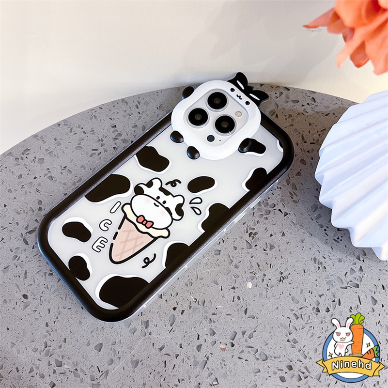 IPHONE Casing Kompatibel Untuk Iphone14 13 12 11 Pro Max X Xr Xs Max7 8 6 6s Plus Se2020 Hitam Putih Motif Sapi Casing Ponsel Monster Kecil Shockproof Silicone Soft Case Cover Pelindung