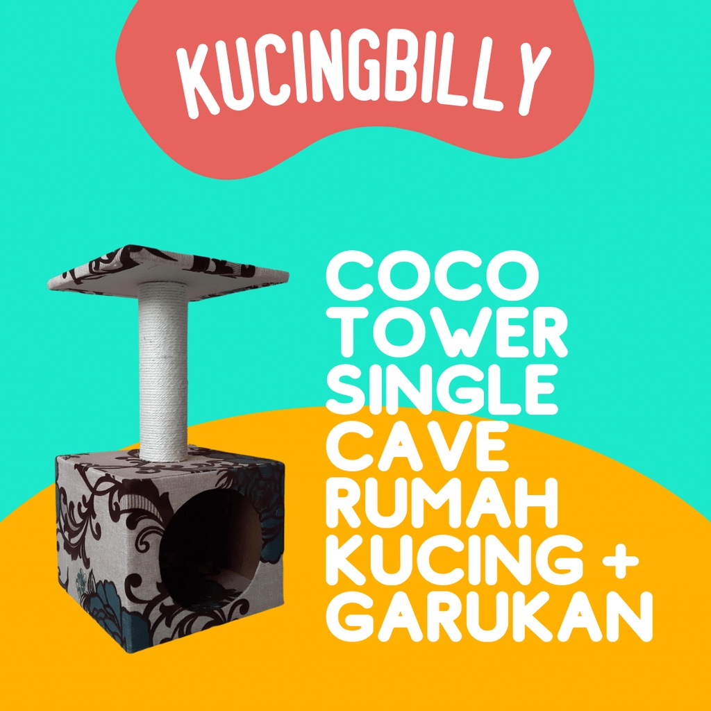 Coco single tower cave rumah kucing dan garukan