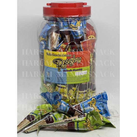 1.1 Wafer Cone isi Cokelat Rugby Coklat Payung Toples isi 60 pcs x 10 gr