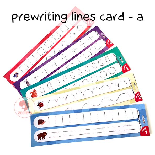 Zoetoys Prewriting Lines Card | Belajar Persiapan Anak Siap Menulis Reusable Laminasi | Latihan Writing Line Pattern Pola Garis Flash Card Wipe and Clean Kartu Aktivitas Belajar Menulis Tracing untuk PAUD | Mainan Edukasi Anak