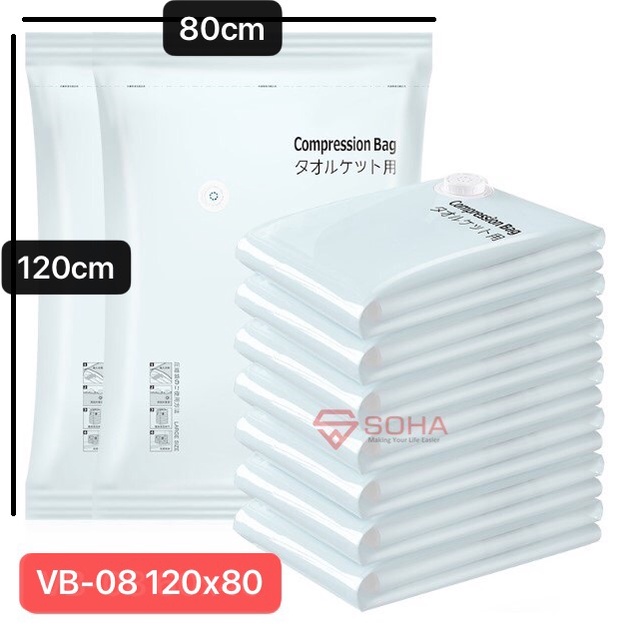 SOHA VB-02 Plastik Vakum Baju Plastic Vacuum Storage Compression Clothes Laundry Travel Bag Kompresi Simpan Seprei Selimut Pakaian