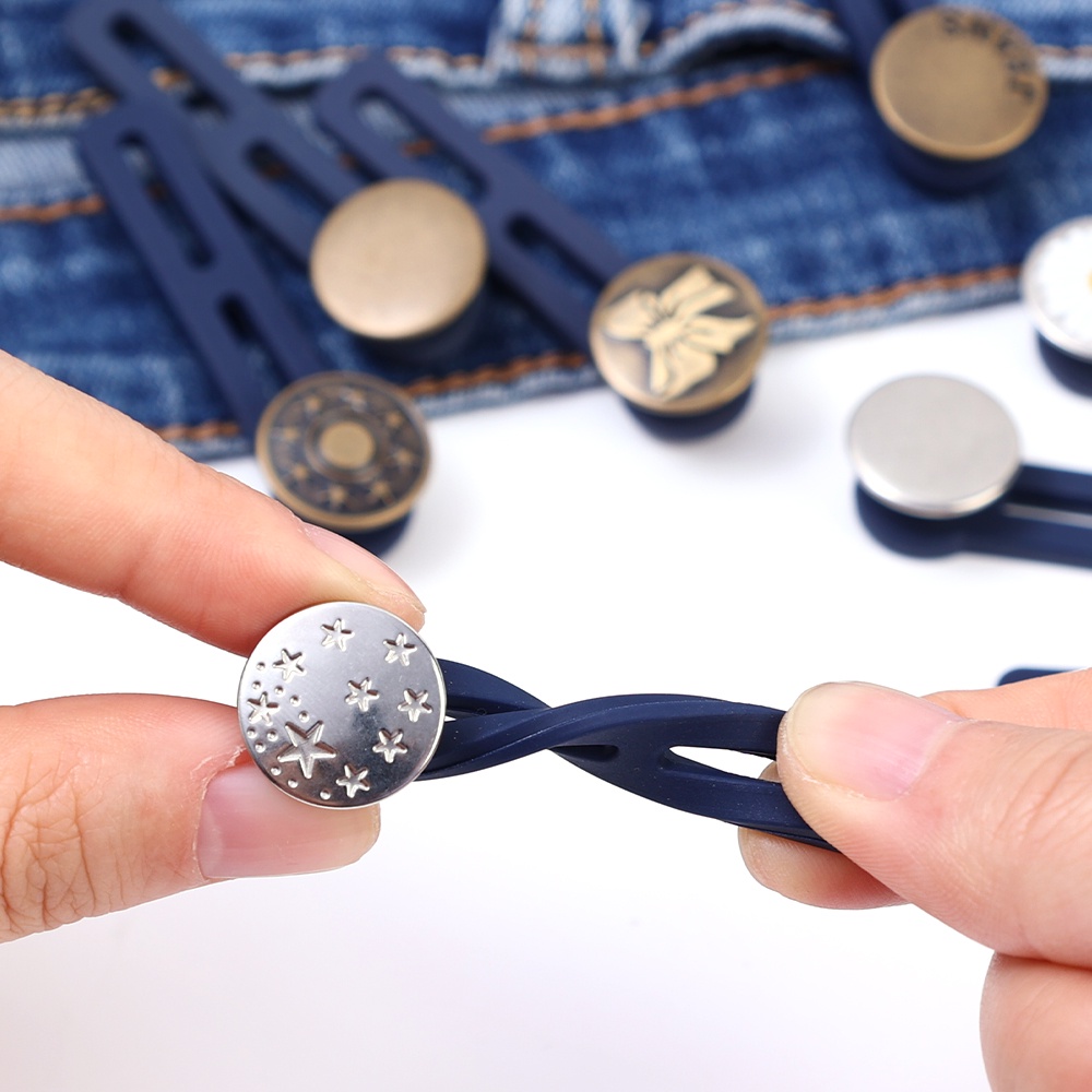 1pc Magic Metal Button Extender Untuk Celana Jeans Gratis Jahit Adjustable Ditarik Pinggang Extenders Button Waistband Expander