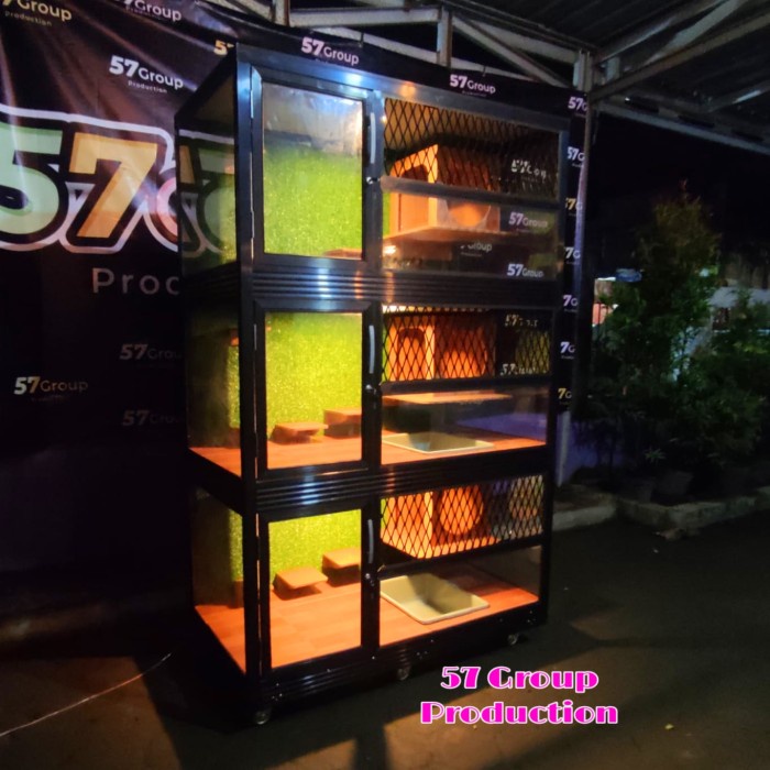 Kandang rumah kucing cat aquarium home room rumput sintetis tingkat 3