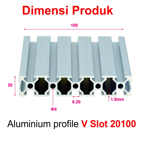 [HAEBOT] Aluminium Profile V Slot 20100 20x100 AP20100 Alumunium CNC Profil Frame Extrusion Mini Kerangka Mekanik Series 20mm x 100mm 3D Printer Router 1cm