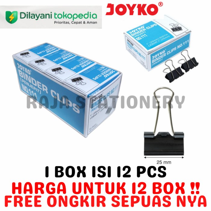 

Rewa Joyko Binder Clip 111 Kecil 25Mm Klip Kertas Joyko No.111 [12Box]