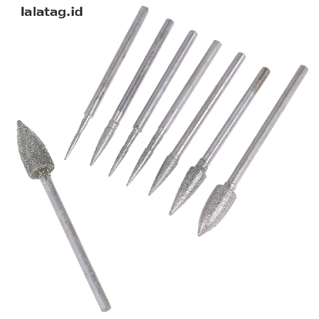 [lalatag] 8pcs diamond grinding head polishing needle bits burrs Alat Ukir Batu Logam [ID]