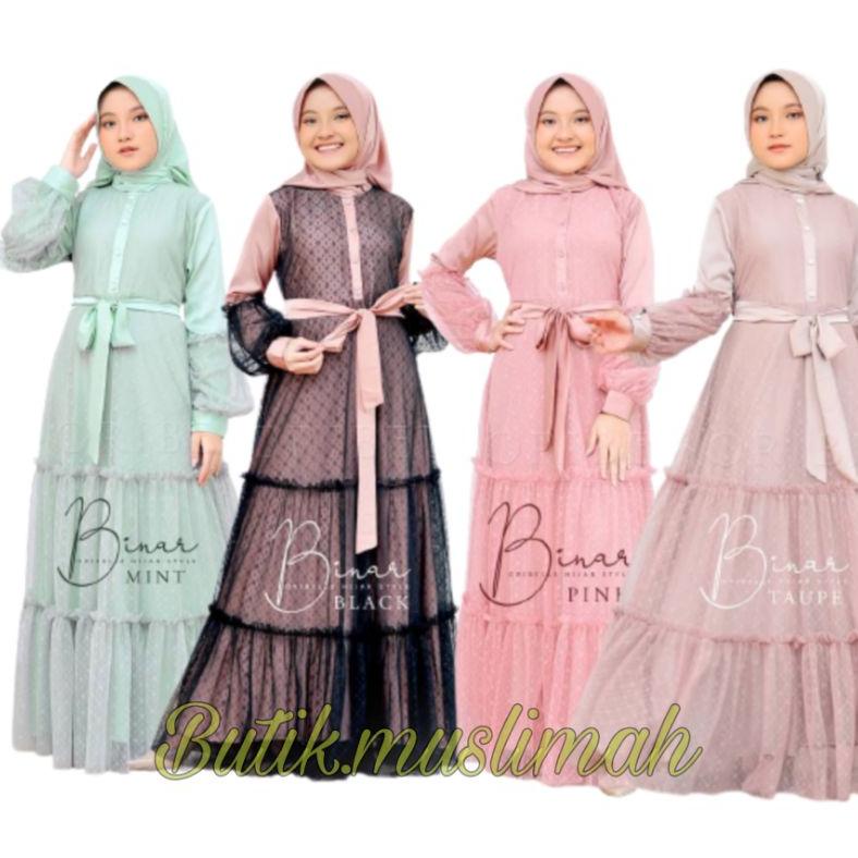 LCYNW9448 BINAR GAMIS ANAK / PAKAIAN ANAK  10-14 TAHUN / BAJU BRUKAT ANAK / Gamis Brokat Tile Anak P