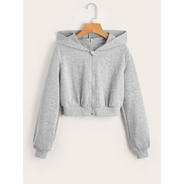 hoodie jacket tanpa kantong crop