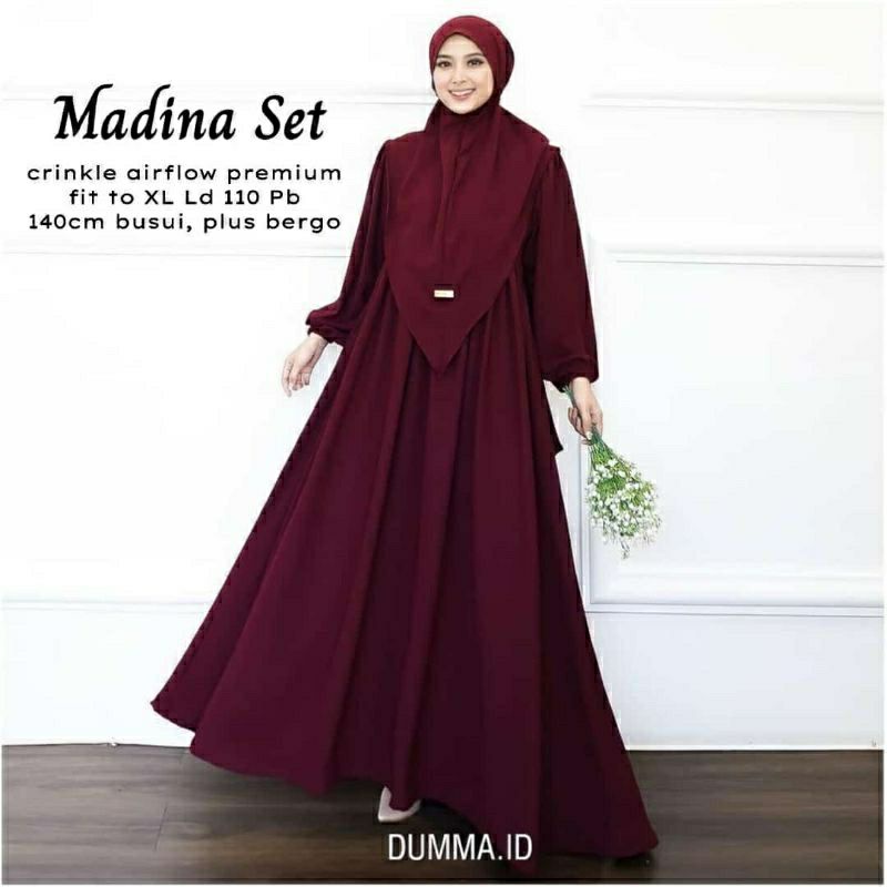 Fuza set syari Kinasya syari madina syari gamis crinkle syari set hijab