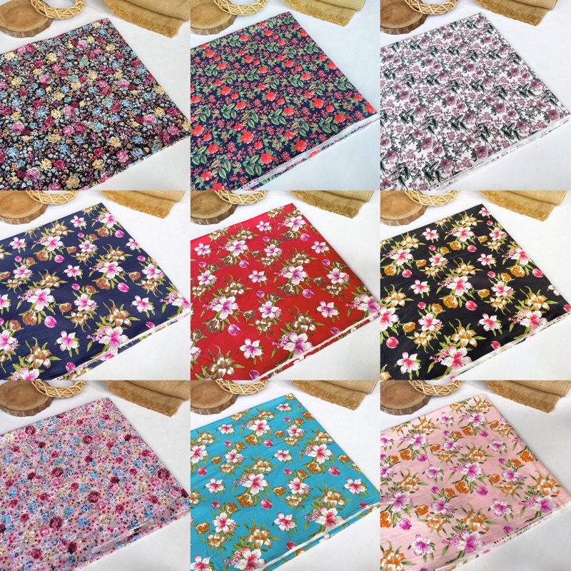 Kain Katun Jepang Motif Bunga Kecil Bahan Katun Jepang Kode D