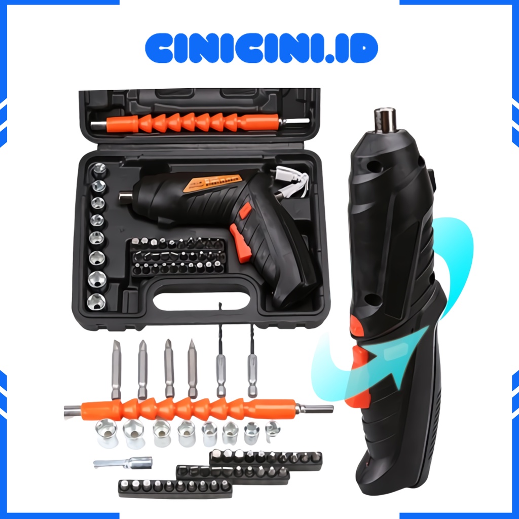 [ Cinicini ] Mesin Bor Tanpa Kabel Set Aksesoris Obeng Listrik/Mesin Bor Cordless Mini 48pcs Set / Bor mini / Screwdriver Baterai