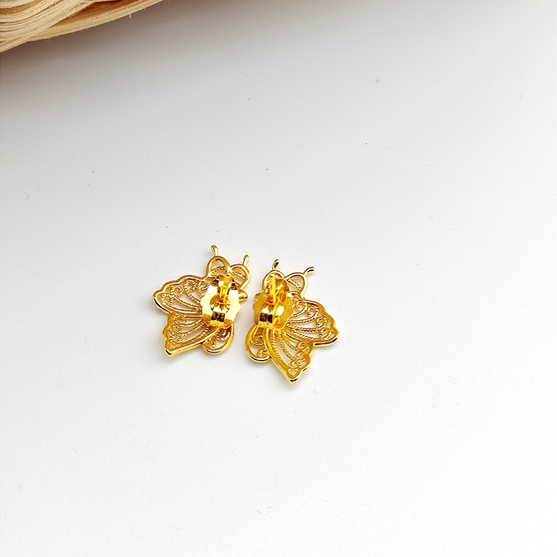 Anting Kupu-Kupu Wanita Anting S925 Berlapis Emas Anting Studded Anting Hadiah Pacar Aksesoris Fashion