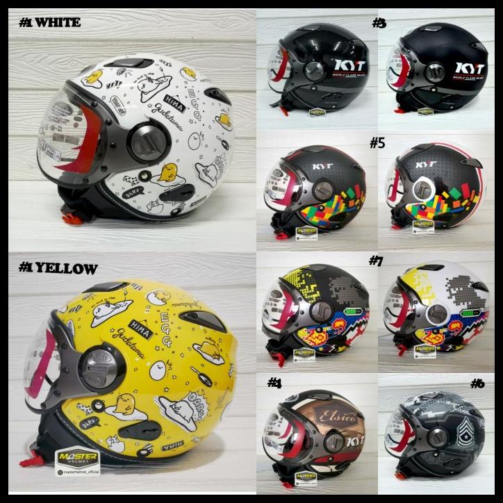 Helm Kyt Elsico #7 Black Matt Yellow Red Kyt Half Face