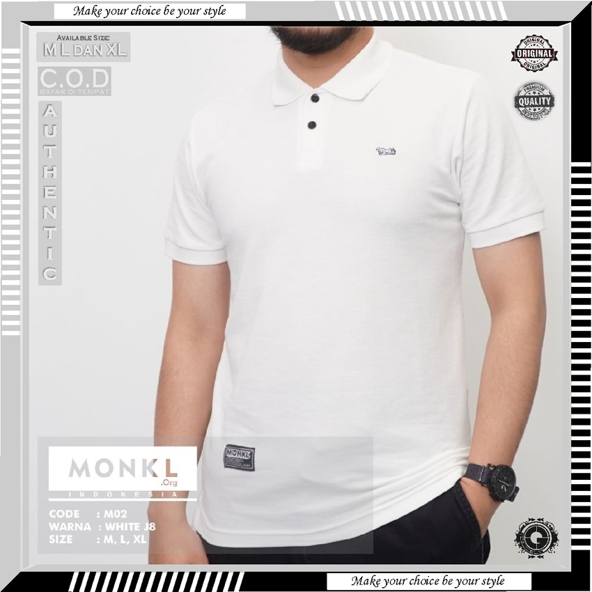 BAJU KAOS MONKL 100% ORIGINAL TSHIRT POLO KERAH GERIMIS SANGHAI WANGKI PAKAIAN OUTFIT DISTRO PRIA CO