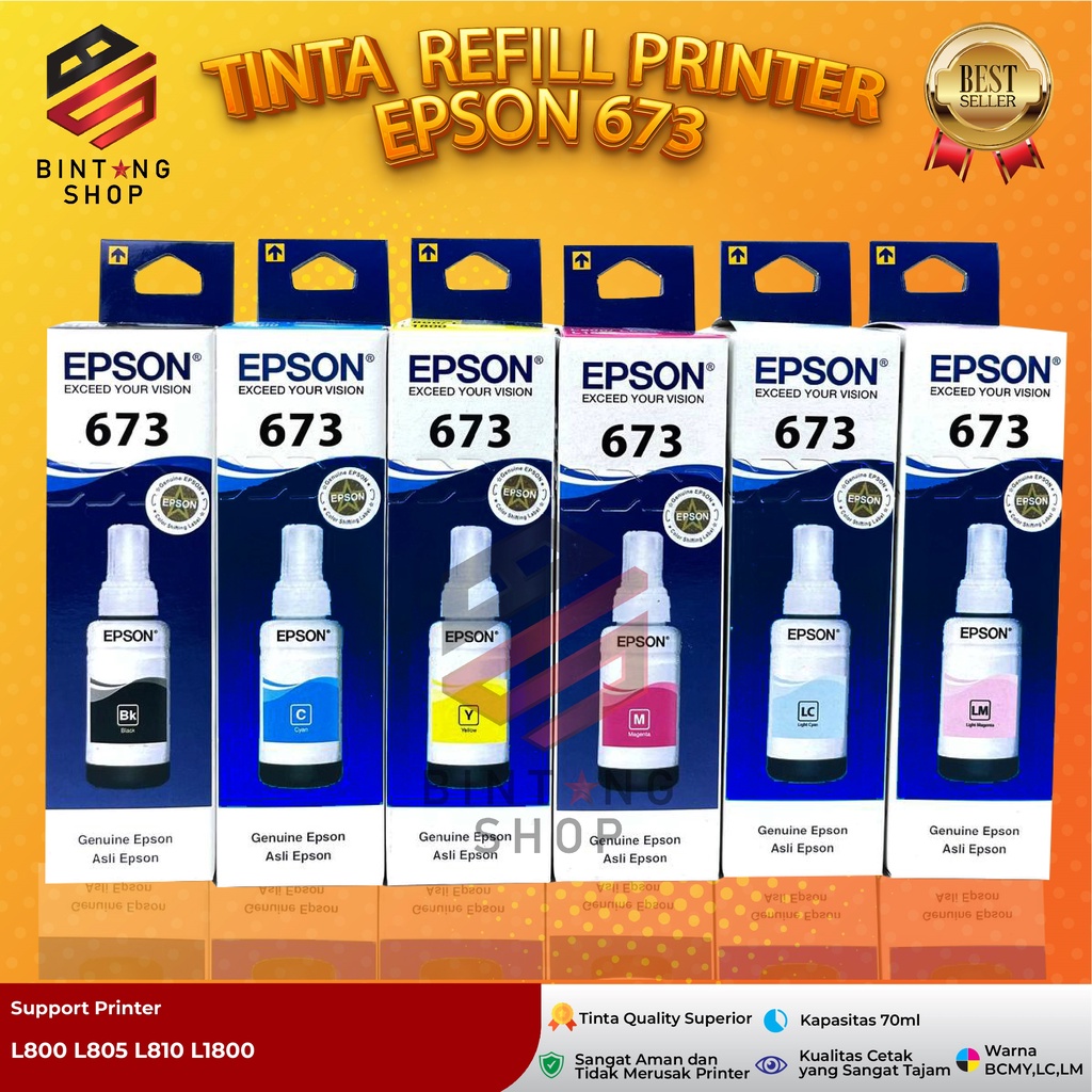 Tinta Epson 673 Tipe Printer L800 L850 L1800 L805 L810