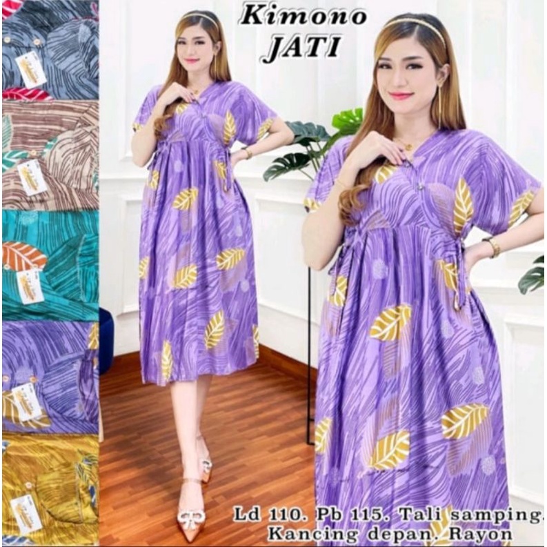 (COD) MEDAN DASTER D19 DASTER KIMONO TALI SAMPING  - DASTER RAYON BUSUI KANCING DEPAN LENGAN PENDEK 