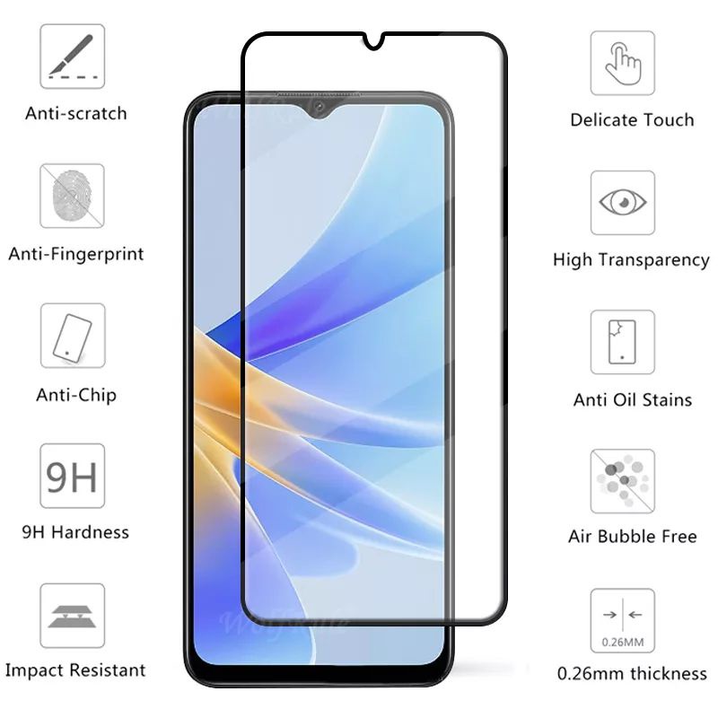 TEMPERED GLASS FULL COVER 9H OPPO A17 / A17K SCREEN PROTECTOR ANTI GORES KACA FILM FRAME