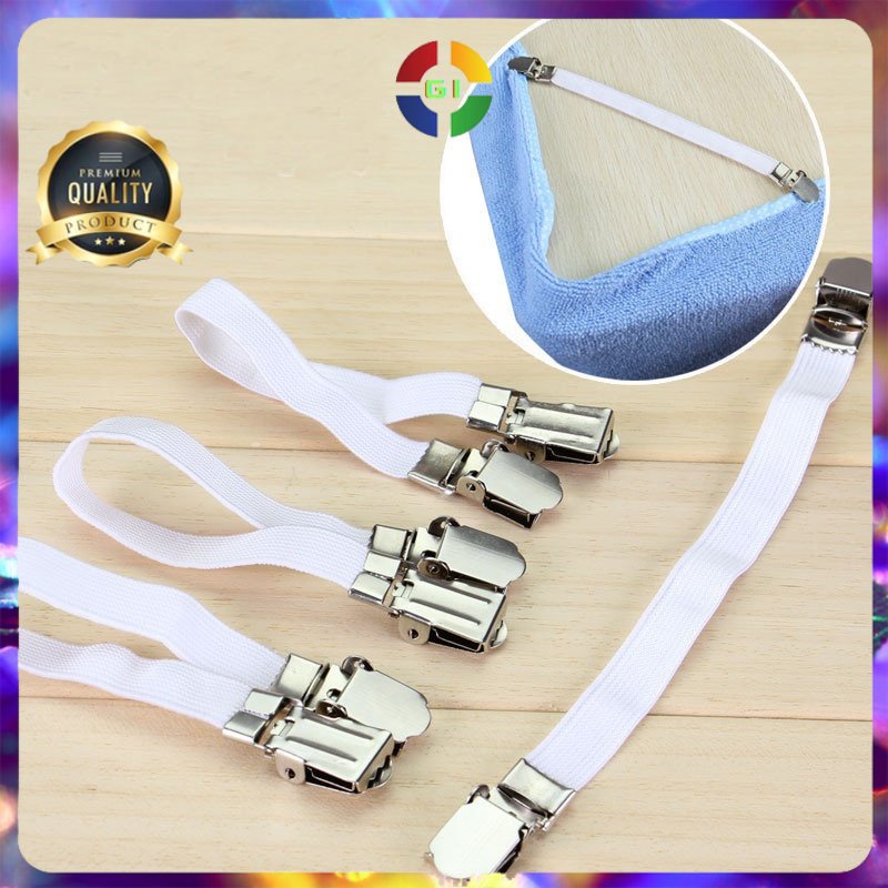 Penjepit Clip Sprei Kasur Elastis Band Holder Gripper Isi 4 PCS White COD