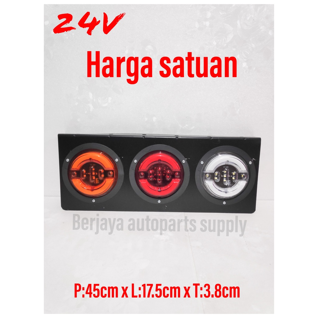 LAMPU REM STOP LAMP 3 LED BULAT BELAKANG VARIASI 24V UNIVERSAL TRUK