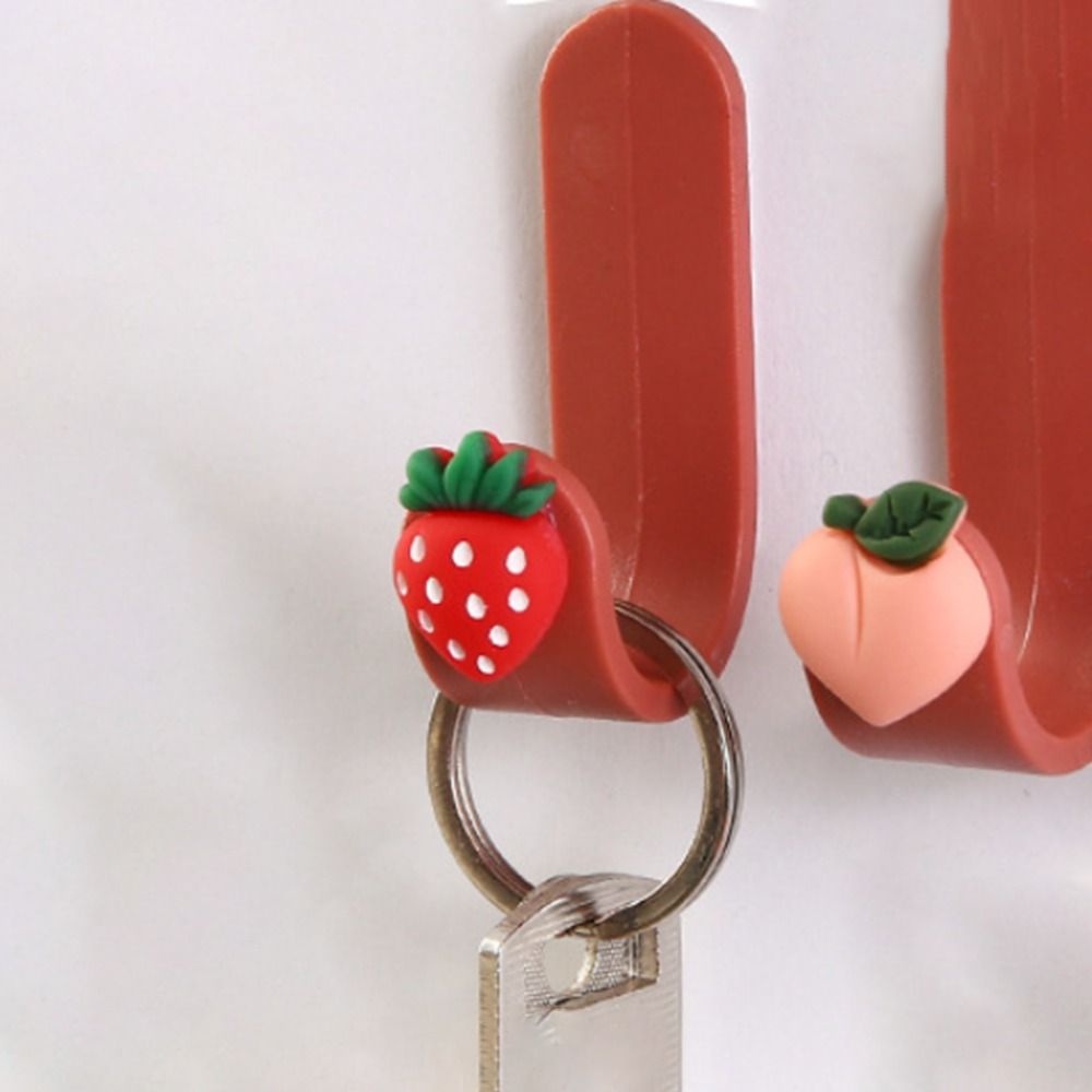 [Elegan] Hook Kecil Lucu Gratis Punching Hias Perekat Diri Bentuk Buah Buahan Tempat Kunci