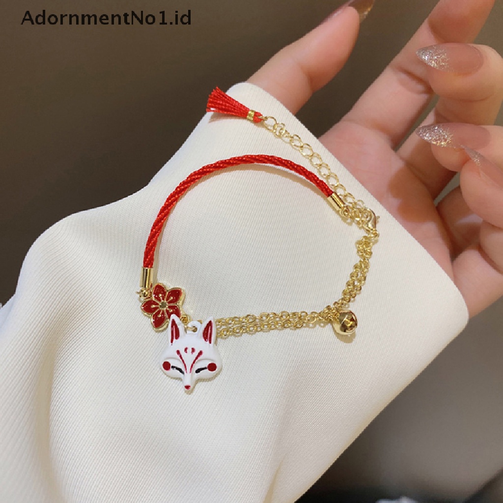 [AdornmentNo1] Mode Baru Bunga Merah Kartun Hewan Gelang Lucu Fox Vintage Perhiasan Beruntung Bell Hadiah Untuk Wanita Gadis [ID]