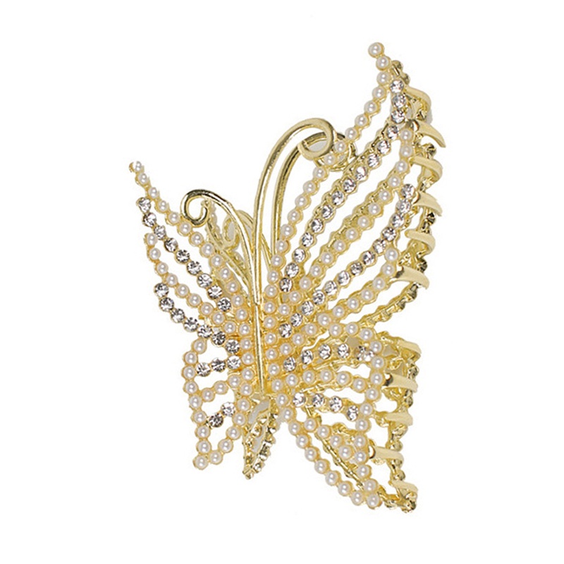 Pearl Hair Claw Clip Untuk Wanita Pearl Bow Jepit Rambut Aksesoris Rambut Logam Geometris Berongga Pincer Barrette Kristal Klip Besar