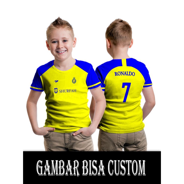 Kaos Baju Anak Al Nassr Fullprint Custom Kaos Jersey Bola Anak Printing Al Nassr Custom Nama