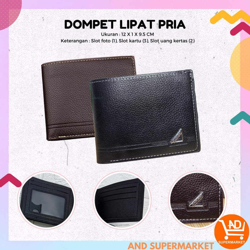 AND / COD / Dompet Lipat Pria Import Dompet Hitam Cowok Fashion Dompet Lipat Laki - Laki Pendek Murah D92