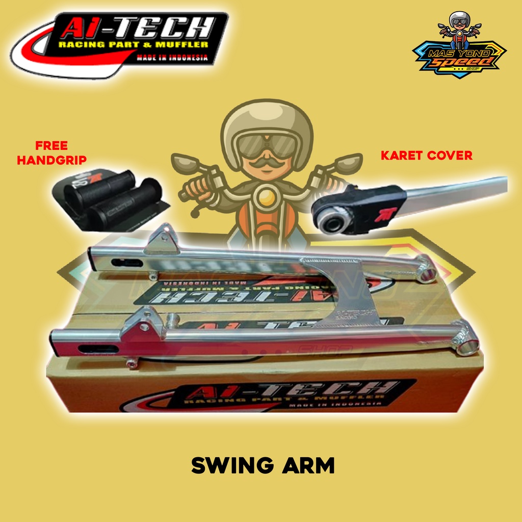 Aitech Swing Arem Arm Model Oval Kotak Coak Polos Motor Yamaha Jupiter Jupi MX King Warna Silver Set