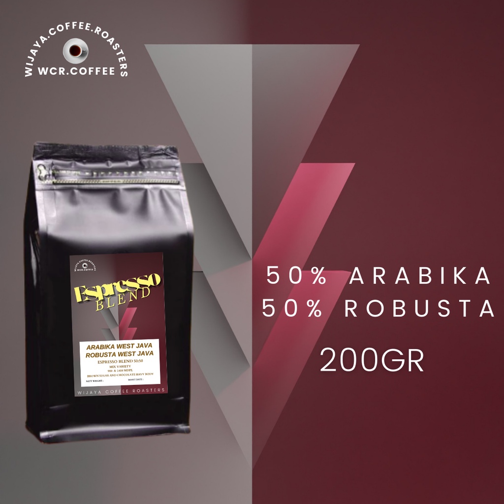 

ESPRESSO BLEND 50:50 KOPI ARABIKA ROBUSTA WEST JAVA 200GR