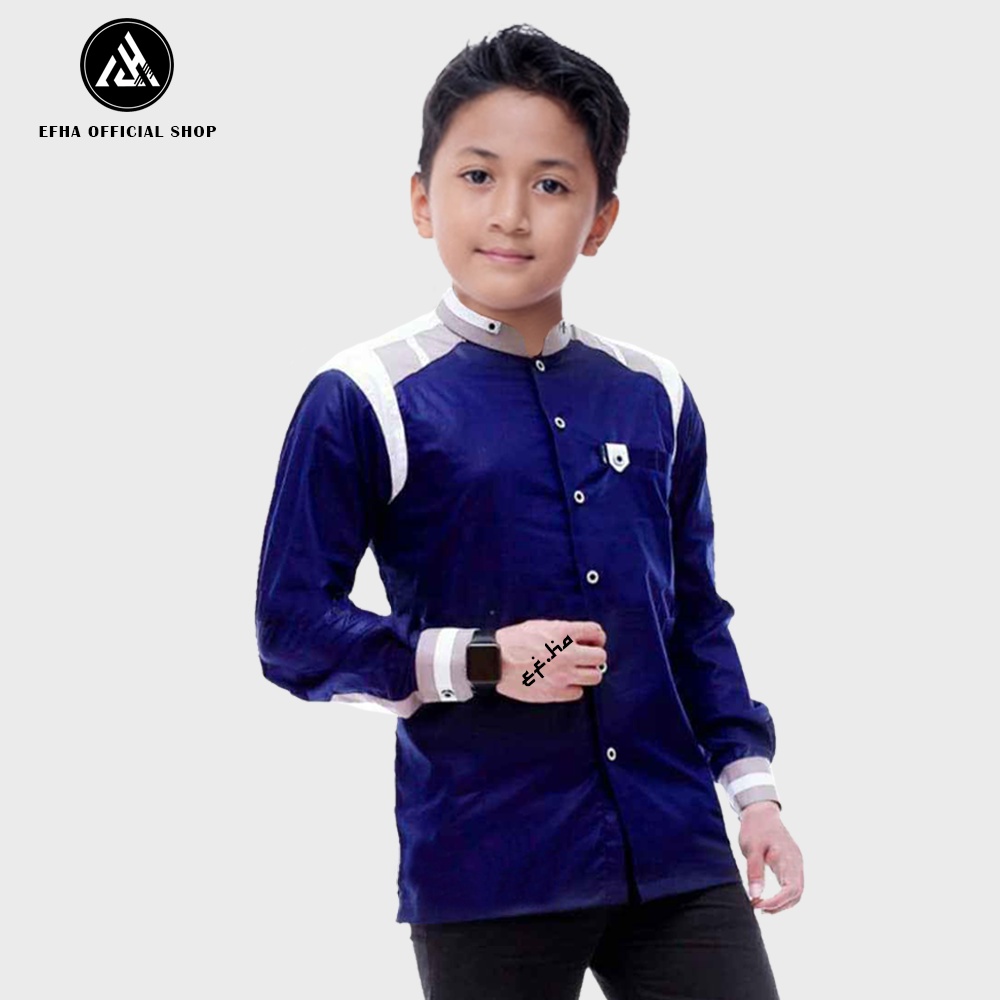 BISA COD- baju koko anak sd-smp/ baju koko anak lengan panjang usia 8 - 15 tahun/ baju koko anak warna Coklat muda warna putih