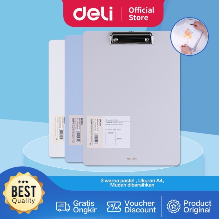 

Paja Gh999 Deli Clipboard Papan Jalan Ujian A4 3 Warna Pastel Pp Foam 72492