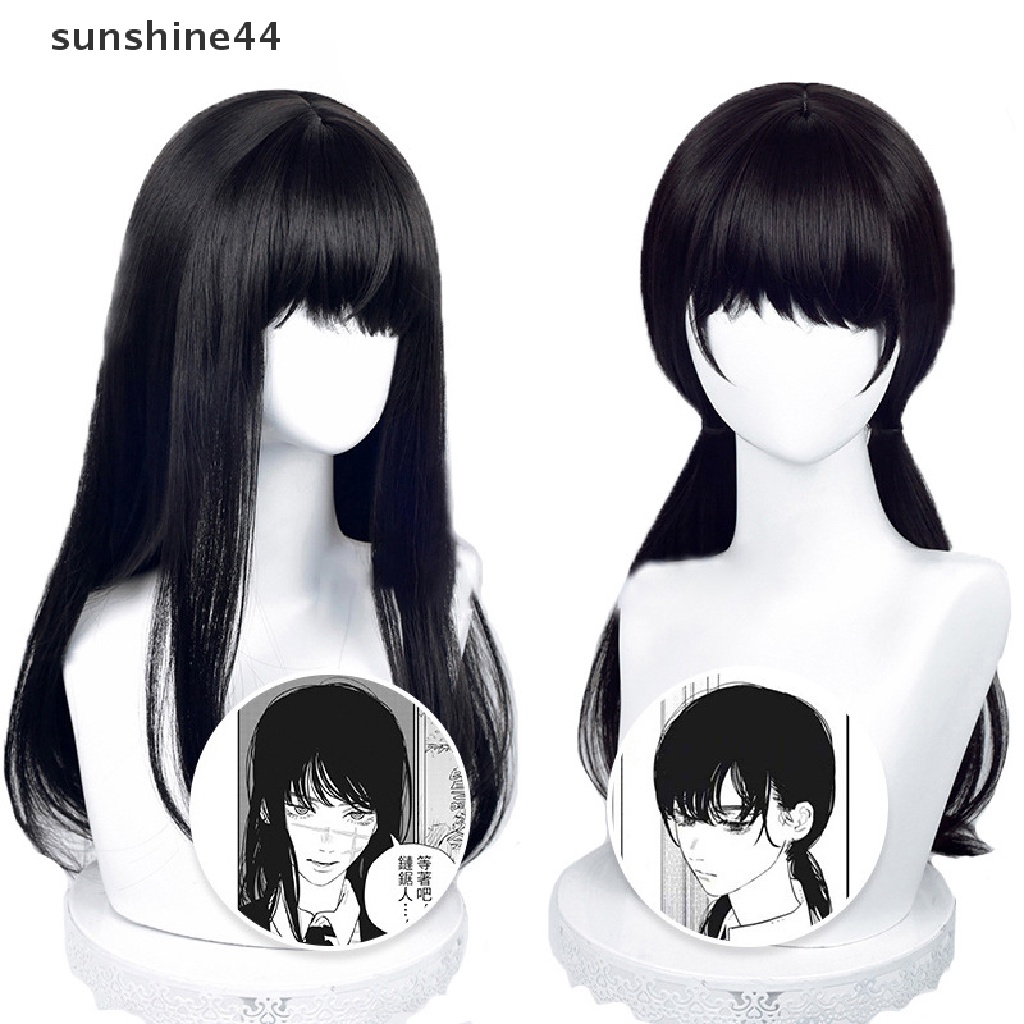 Sunshine Anime Chain Man Mitaka Asa Cosplay Wig Asa Mitaka Panjang 65cm Hitam Tahan Panas Rambut Sintetis Wig Pesta.