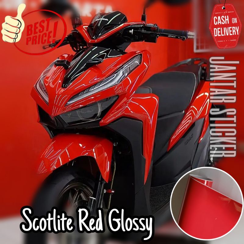 Jual Stiker Merah Glossy Stiker Motor Skotlet Merah Glossy Sticker Scotlite Merah Doff Scotlite