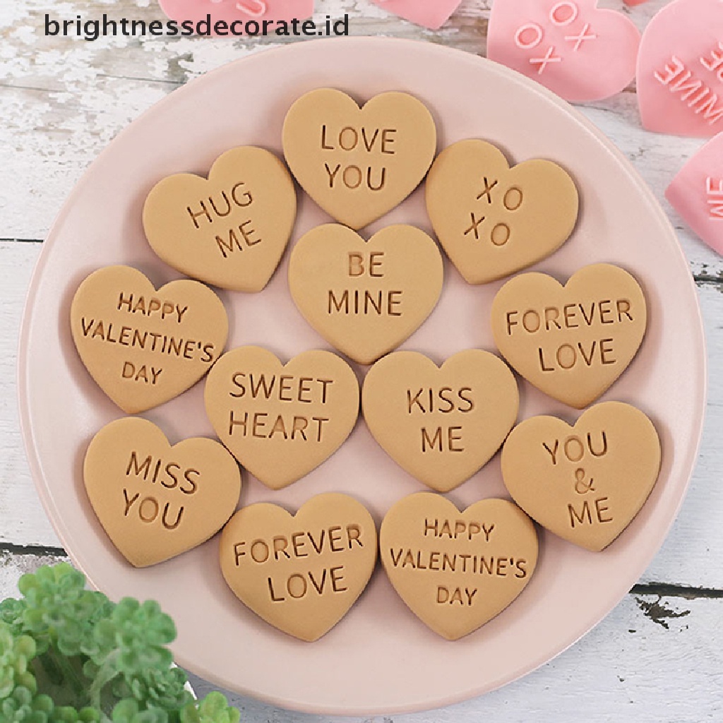 [Birth] 10pcs 3D Valene's Day Cookie Cutters Biscuit Mold Cetakan Kue Kering Stamp Dekorasi Pesta Baking Tools [ID]