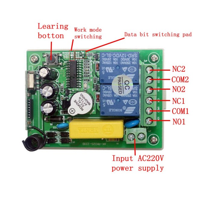 Rf433 220V 2 Channel 2 CH Wireless Switch 433MHZ 2CH 10A PLN AC 220 V