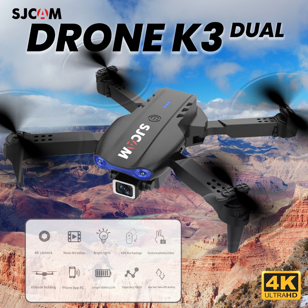 SJCAM Drone Pro 4K Dual Camera FPV Quadcopter Ultra HD Auto Fokus Remote Kamera Drone 4K Kamera HD Posisi Visual