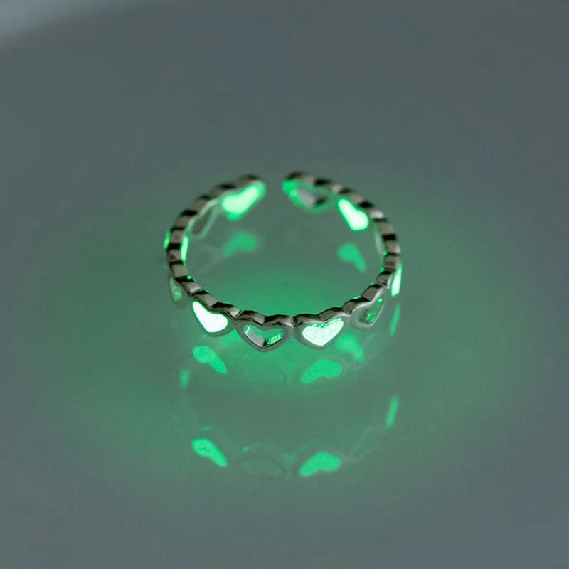 Wanita Jantung Terbuka Cincin Glow In The Dark Kreatif Bercahaya Jantung Rings Perhiasan Hadiah