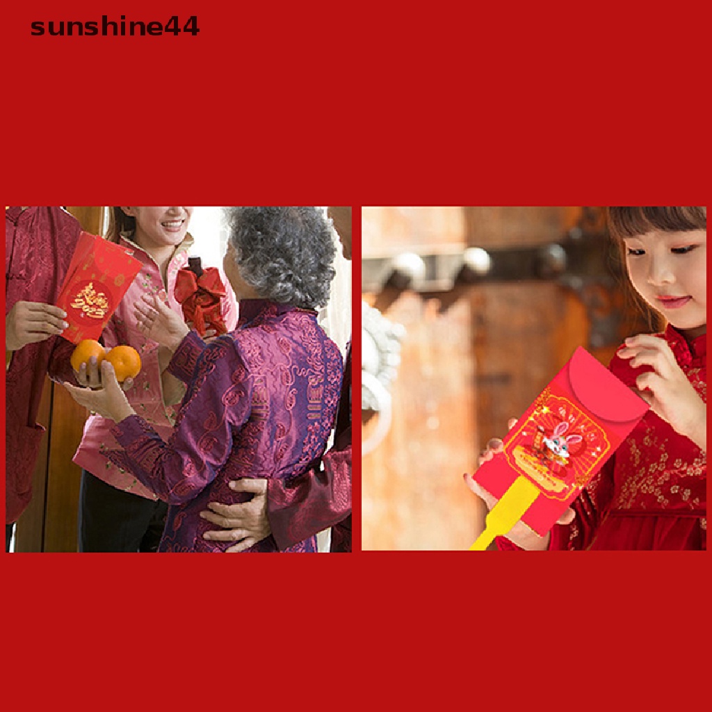 Sunshine 2023tahun Baru Amplop Kelinci Merah Kipas Lipat CNY Creative Foldable.