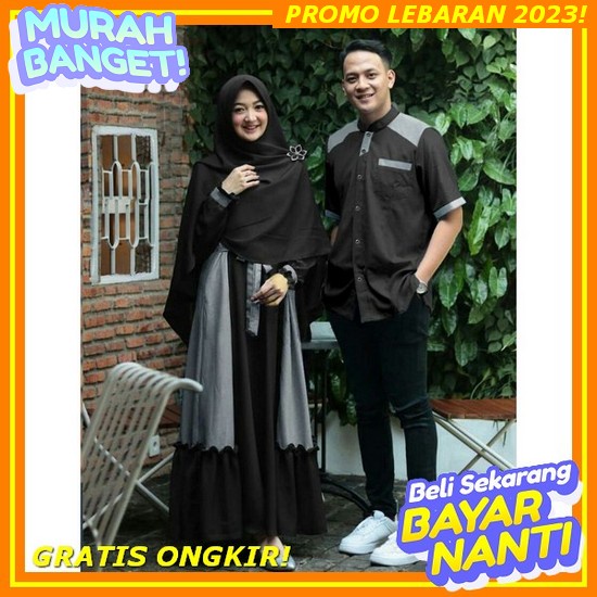 Couple Sarimbit 2023 Nibras Basma Gray Blue Gamis Koko Keluarga Modern By Nibras Bisa Cod Gamis Coup