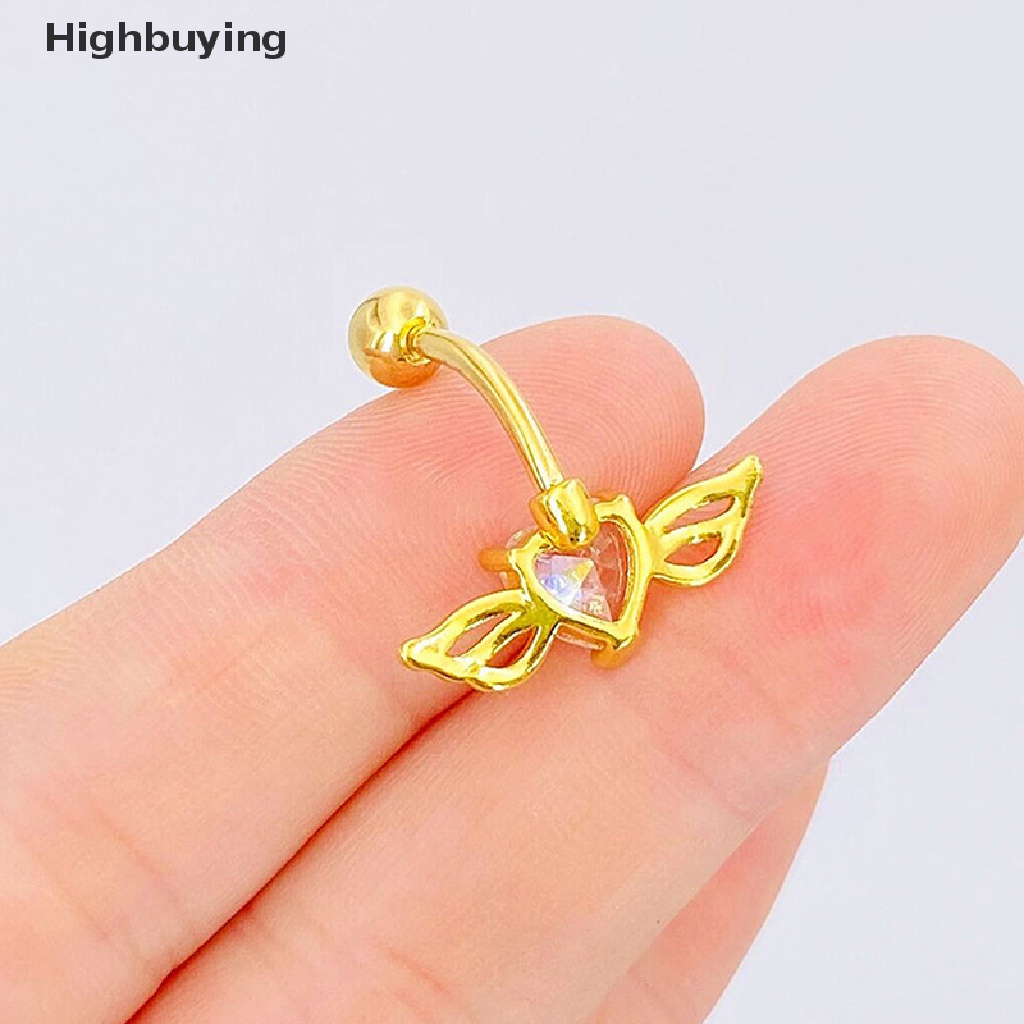 Hbid Heart Belly Button Ring Navel Surgical Steel Cincin Pusar Perhiasan Tubuh Glory