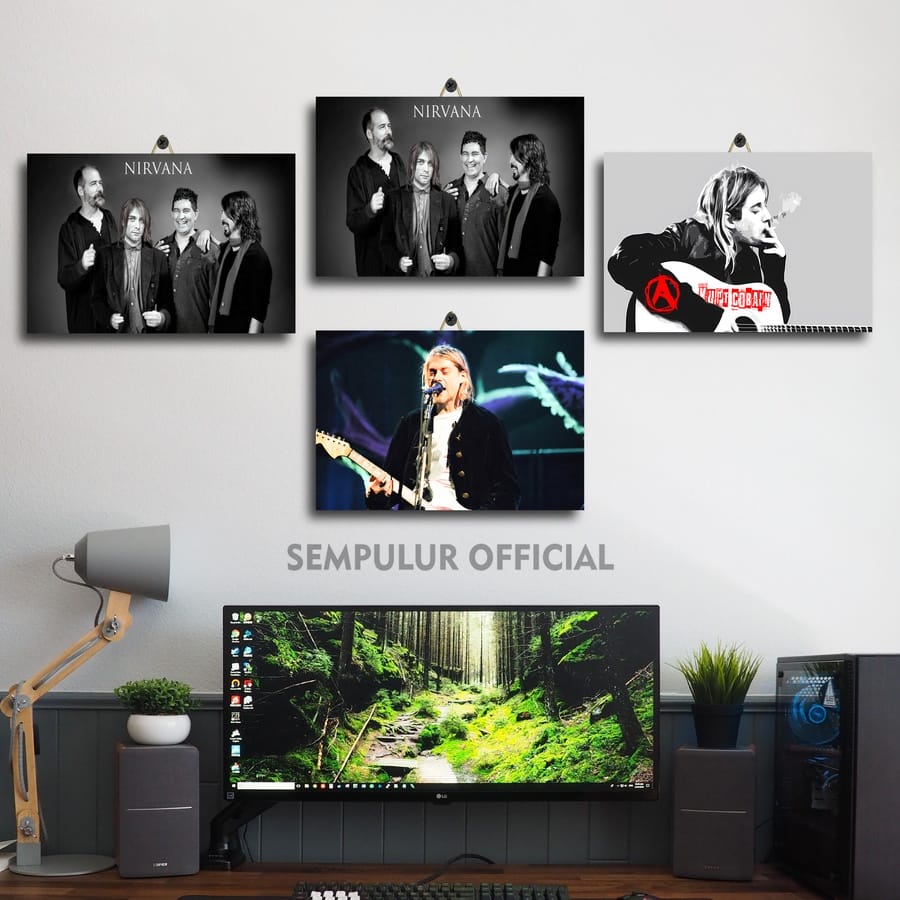 21-40 PAJANGAN DINDING KAYU PENYANYI BAND NIRVANA 20X30 PUSG9/R2DCJ/ POSTER KAMAR MURAH FOTO BAND NI